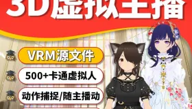 3d虚拟主播vrm文件抖音快手直播伴侣虚拟人B站虎牙直播卡通人文件