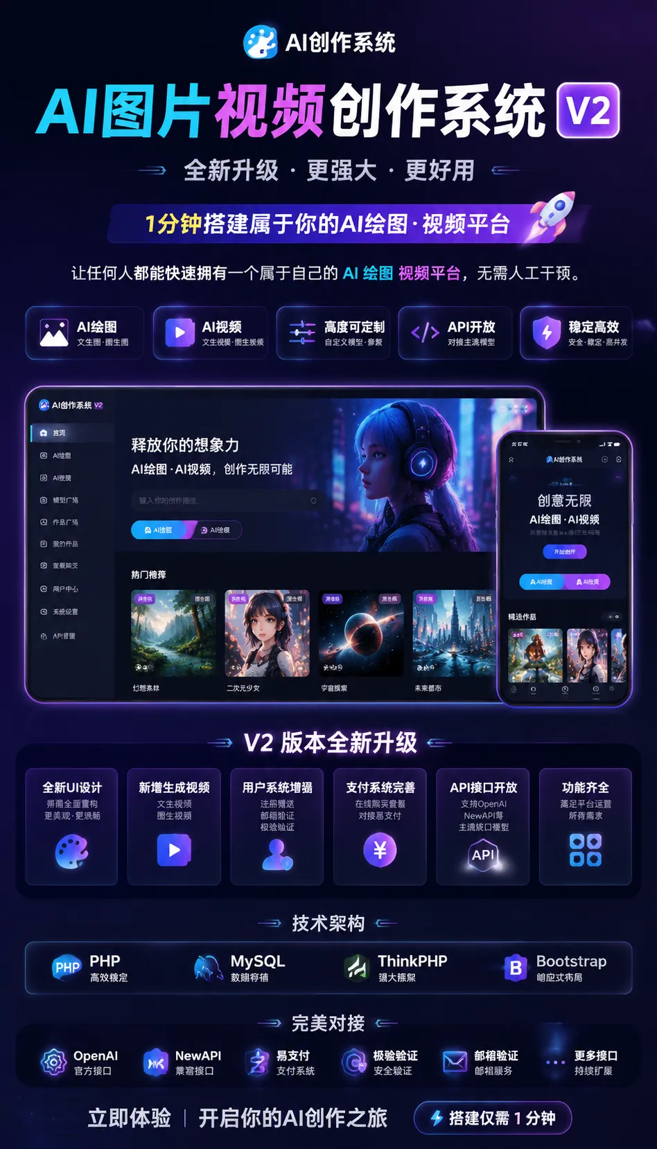 【全网首发】AI 图片视频创作系统 V2 版本 【全网首发】AI 图片视频创作系统 V2 版本