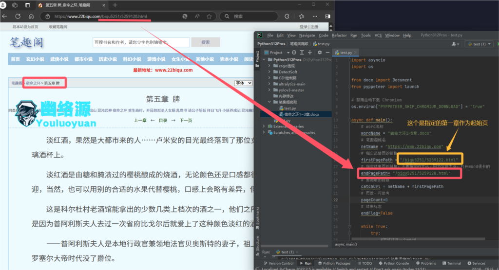 Python 利用无头浏览器爬虫爬取笔趣阁小说教程 - 幽络源