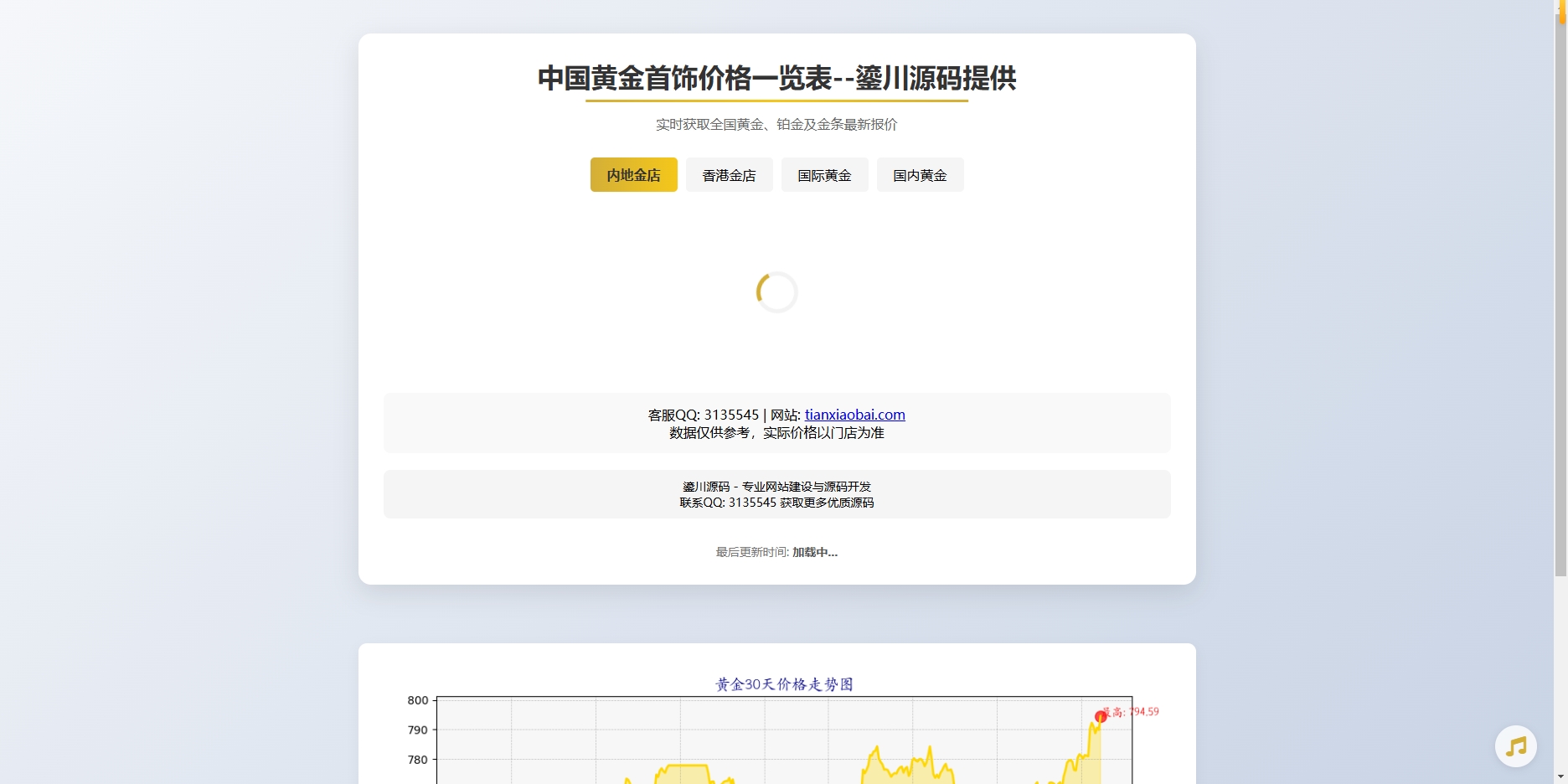 二开黄金首饰价格查询系统源码 / 已对接数据接口 贵金属价格查询 API 源码