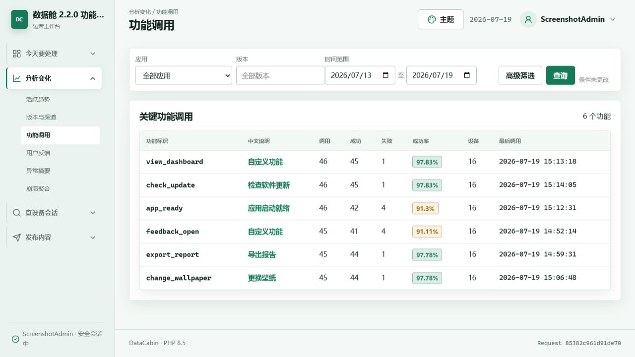 DataCabin PHP 网站 /python 程序远程数据舱系统 支持程序应用远程统计公告和更新推送
