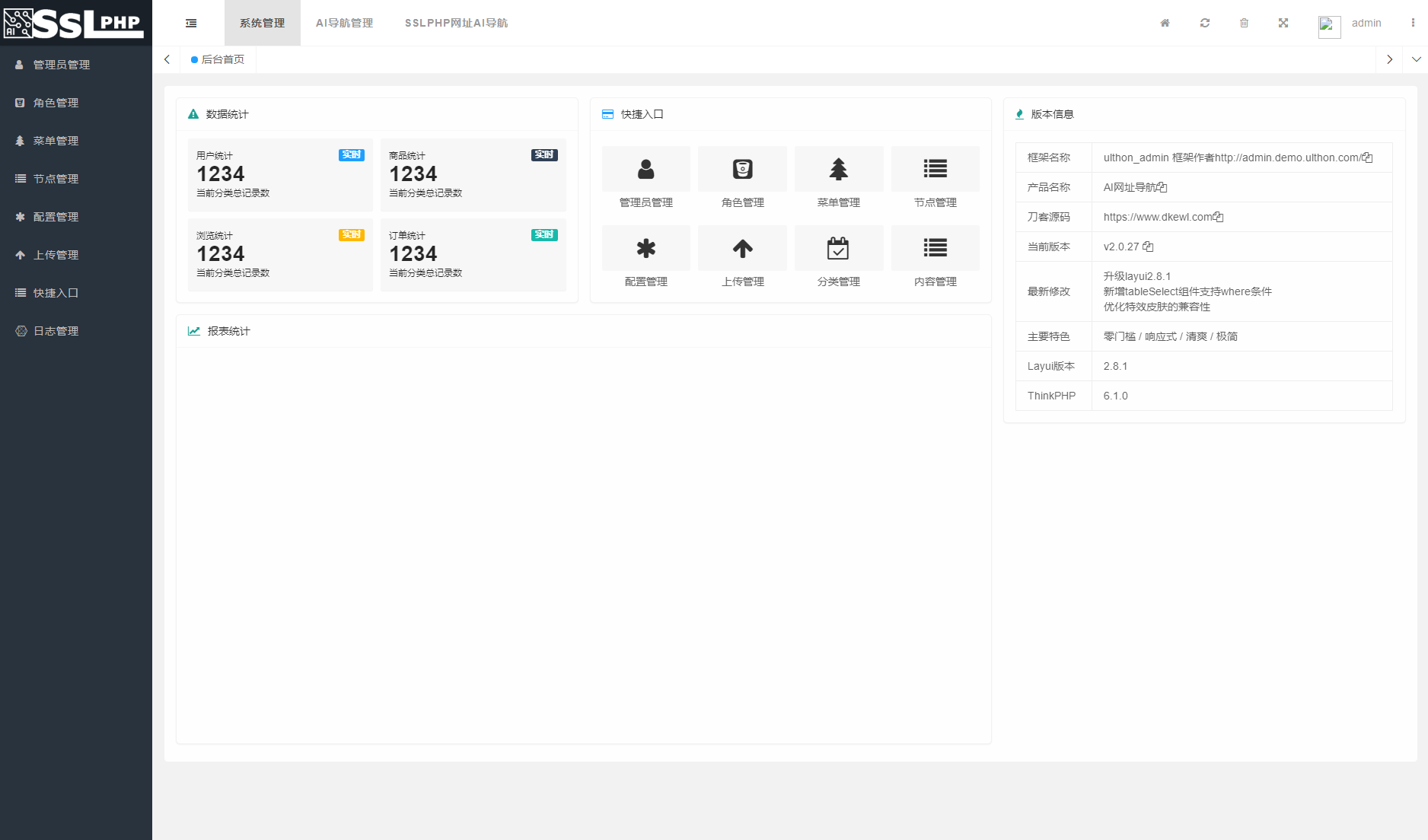 2023 全新 UI 的 AI 网址导航系统源码 基于 Thinkphp6 框架 + 视频源码