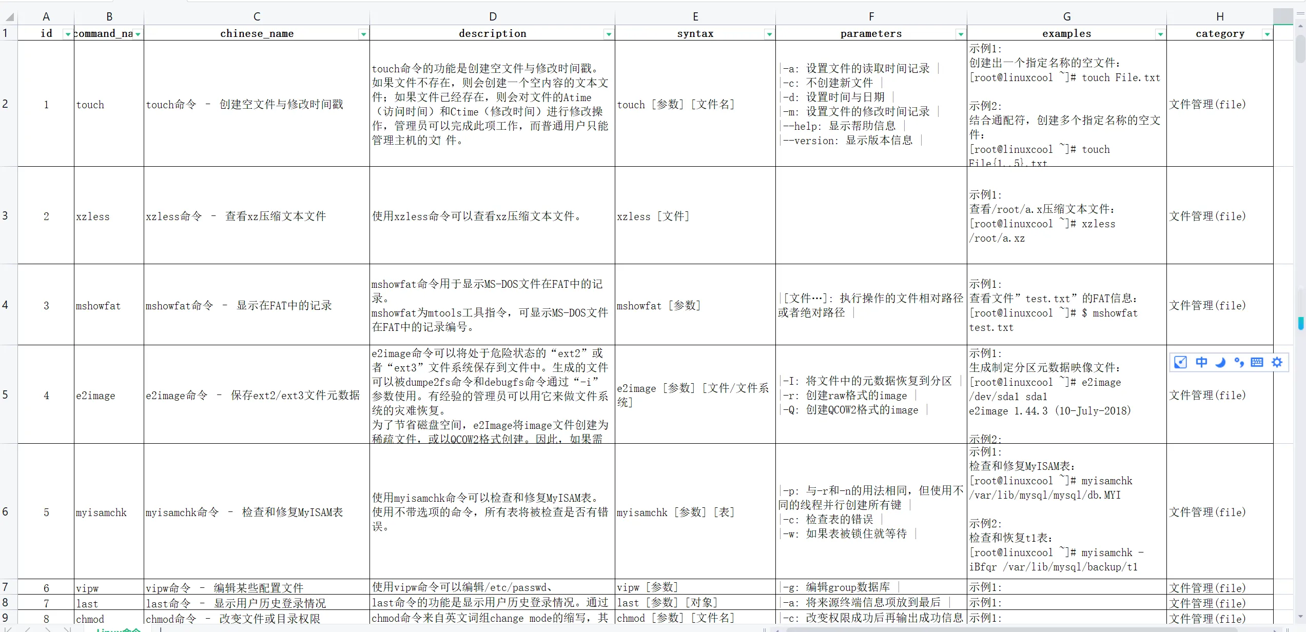 自用整理的 linux 命令 995 条（sql+excel）