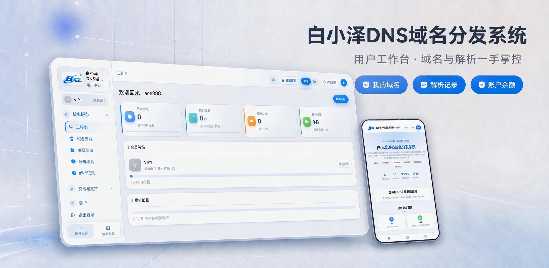 白小泽 DNS 域名分发系统开源可运营 白小泽 DNS 域名分发系统开源可运营